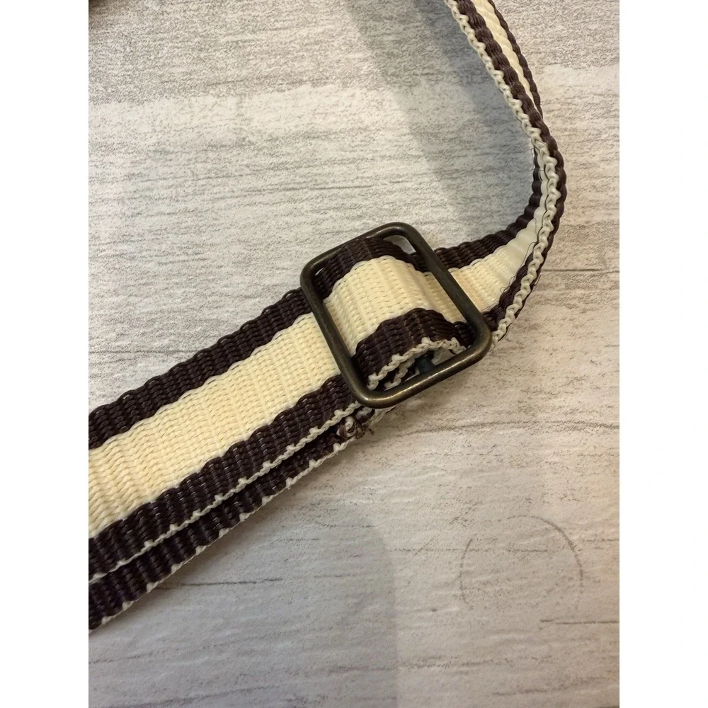 VTG Y2K Crossbody Olive green And Brown Nylon And Leather Look‎ Cream & Brown
